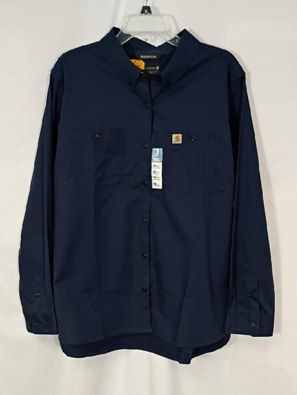 NWT Carhartt Rugged Flex Relaxed Fit  Long-Sleeve Work Shirt Navy Size XXL Women